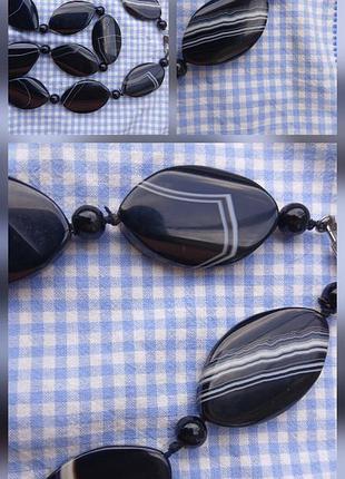 Ожерелье натуральный черный агат