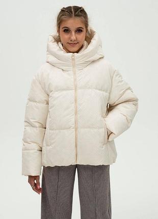 Зимняя куртка, пуховик adel для девочки / молочный