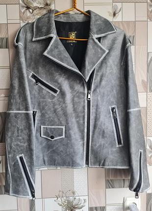 Крутая куртка косуха натуральная кожа кожаная оверсайз шкіра шкіряна под винтаж