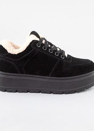Кеды женские замш мех 593138 черные