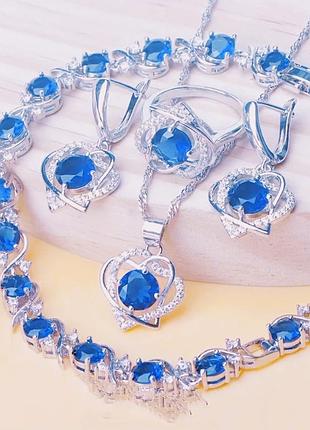 Набор "влюбленные сердца"925 голубой