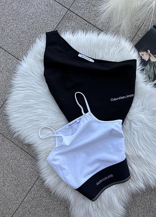 Топ calvin klein jeans майка чорна та біла келвин кляйн топ майка
