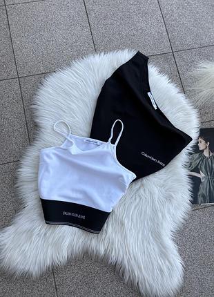 Топ calvin klein jeans майка чорна та біла келвин кляйн топ майка