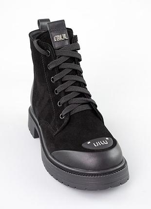 Ботинки женские замш на меху 592699 черные