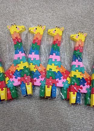 Пазли дерев'яні жираф, дитячі, дрібна моторика