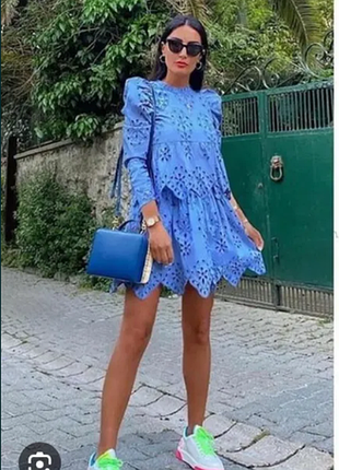 Хлопковое миди мини платье прошва zara 4