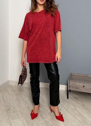 Распродажа 🏷 турецкий оверсайз удлиненный футболка вареная варенка без принта однотонная