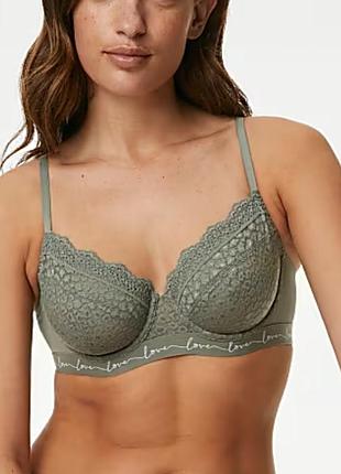 70e прекрасный бюстгальтер балконет сетка и кружево хаки