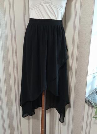 Юбка шифоновая черная асиметричная
