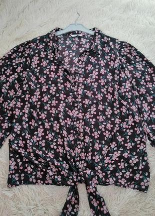 Цветочный блуза принт материал шифон на завязке