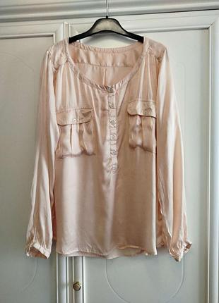 Блуза атласна віскоза пудрова широка атласна