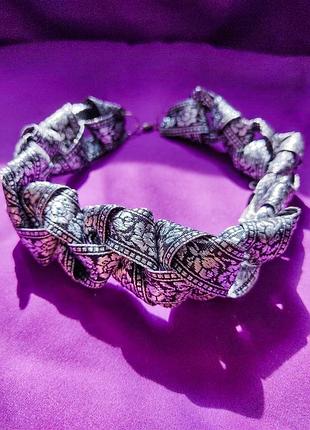 Етно прикраса на голову волосся обідок обруч об'ємний срібло nenka мотив