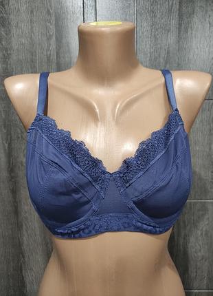 70e классный бюстгальтер балконет сетка и кружево синий