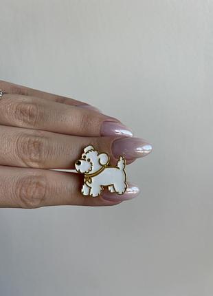 Пін значок металевий брошка білий пудель