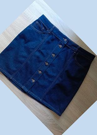 48-50р. джинсовая юбка m&amp;s, юбка на пуговицах меди