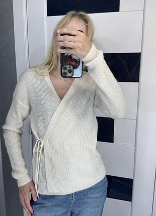 Светр светер кофта на запах беж шерсть мохер жіноча м