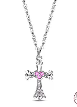 Готичний кулон в срібному кольорі хрест стильна прикраса хрестик з камінням