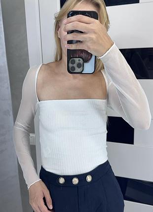 Кофта топ рубчик zara біла жіноча  с-м