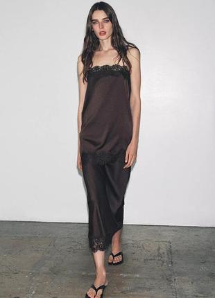 Атласная юбка с кружевом zw collection