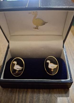 Запонки для сорочки,  покриті ємалью із зображенням качок