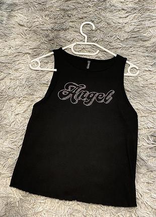 Майка зі стразами / майка з камінчиками/ майка angel