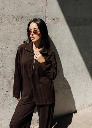 Жіночий костюм з штанами та кофтою ☺️ жіночий костюм в рубчик ☺️