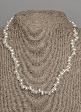 Намисто з натуральних річкових перлів овальних