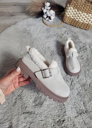 Теплые лоферы для девочки, теплые мокасины