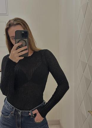 Чорний боді, з довгими рукавами