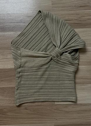 Топ zara асиметричного крою в рубчик