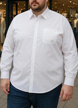 Батал!белая рубашка  с карманом,4xl-5xl casino