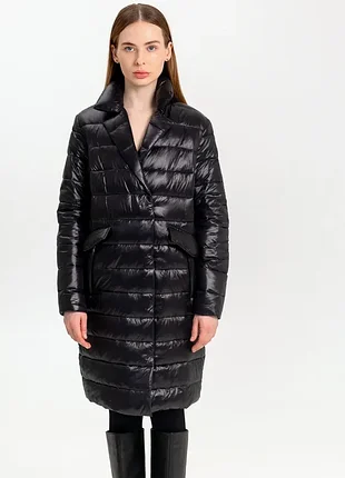 Демісезонна куртка-пальто чорна | 55069