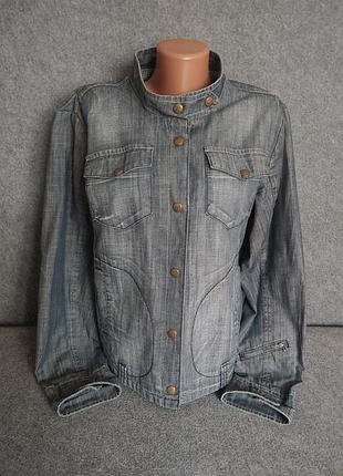 Укорочена котонова джинсова курточка на коттоновій підкладці 48-50 розміру