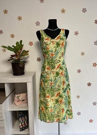 Шовкова сукня сарафан в квіти