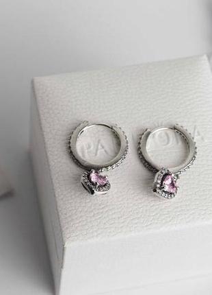 Pandora сережки "серце з блискучим ореолом" з фірмовим пакуванням