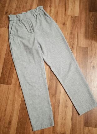 Серые женские высокие базовые брюки