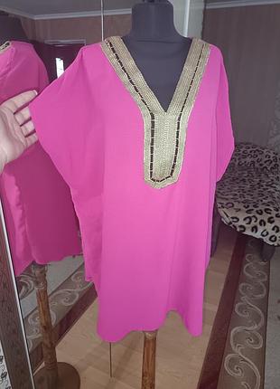 Розовая женская туника большой размер батал
