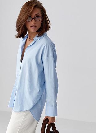 Класична однотонна сорочка з напівкруглим низом