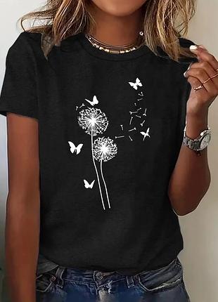 Стильна нова жіноча футболка з принтом кульбаби