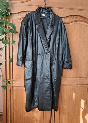 Винтажный кожаный плащ 80-90 года
