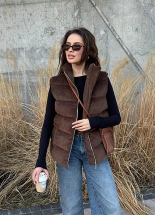 Дутый жилет жилетка вельветовая безрукавка