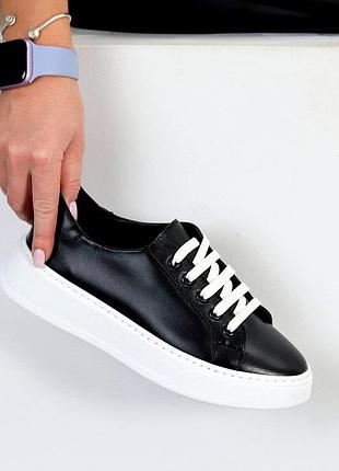 Кеды "cotton", черный, натуральная кожа
