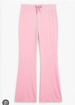 Розовые бархатные брюки клёш monki, r. m-l