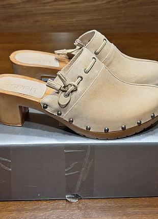 Женские сабо esprit, бежевого цвета, натуральная кожа, размер 40