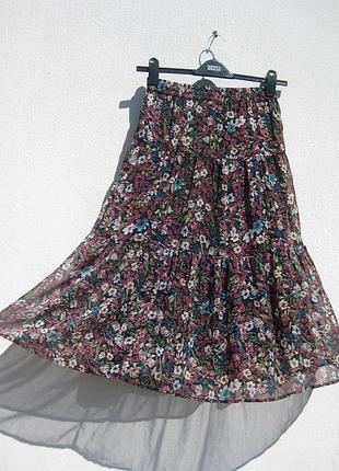 Пышная цветочная миди юбка трапеция на резинке pigalle for only