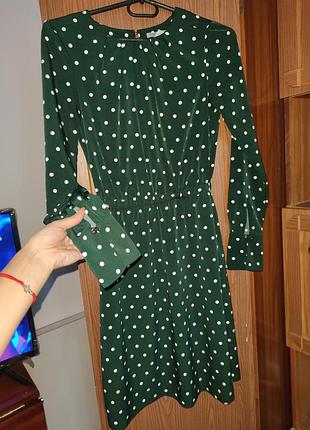 Сукня в горох зелена