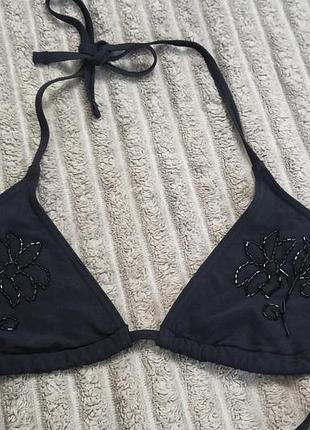 Черный верх от купальника с бисером чашка в