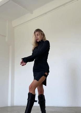 Жіноча класична повсякденна ділова міні сукня плаття з рукавами тканина італійський трикотаж