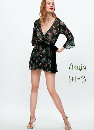 Шифоновий комбінезон з шортами zara у квітковий принт