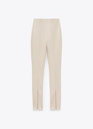 Кремові брюки леггінси зі штучної шкіри №468/23